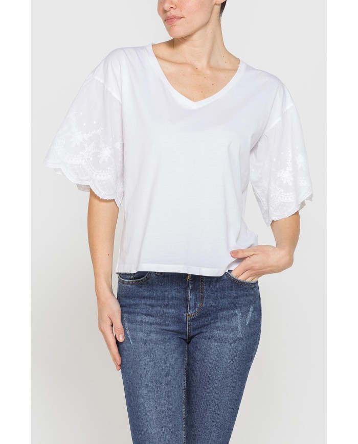 T-SHIRT CON MANICHE SANGALLO COMFORT FIT