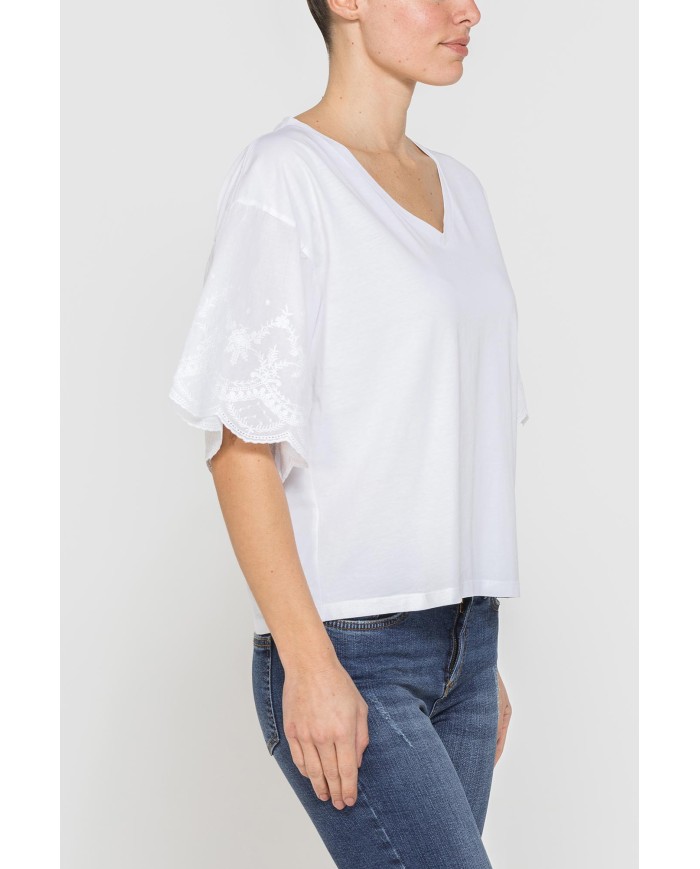 T-SHIRT CON MANICHE SANGALLO COMFORT FIT