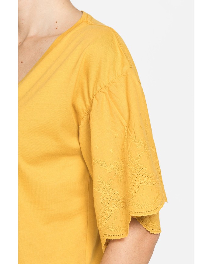 T-SHIRT CON MANICHE SANGALLO COMFORT FIT