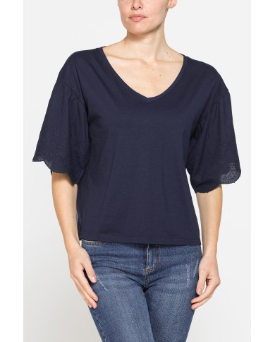 T-SHIRT CON MANICHE SANGALLO COMFORT FIT