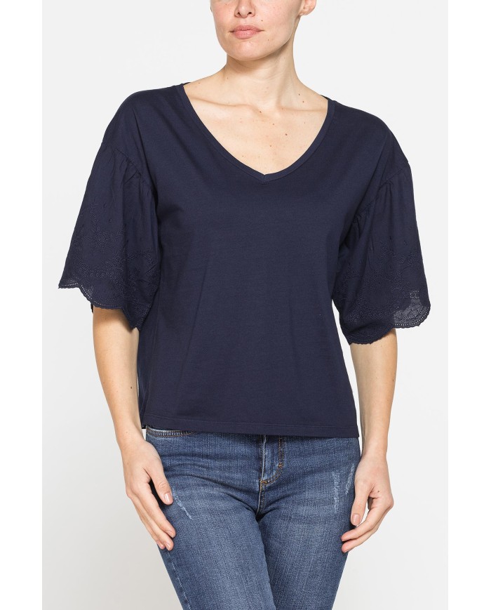 T-SHIRT CON MANICHE SANGALLO COMFORT FIT