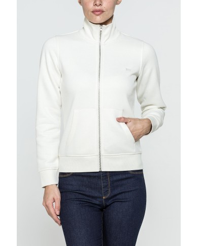 FELPA FULL ZIP A COLLO ALTO IN TESSUTO FELPATO