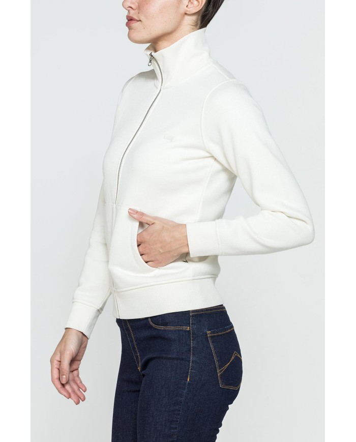 FELPA FULL ZIP A COLLO ALTO IN TESSUTO FELPATO