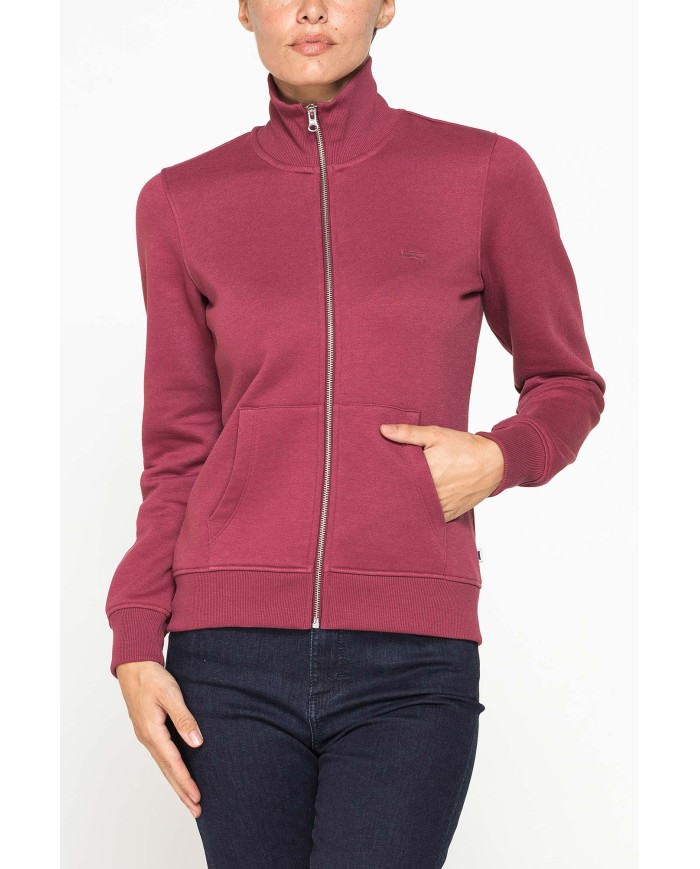 FELPA FULL ZIP A COLLO ALTO IN TESSUTO FELPATO