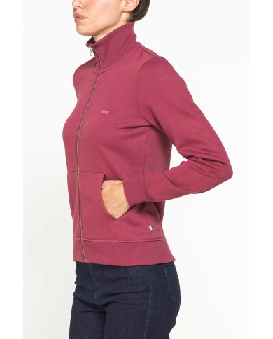 FELPA FULL ZIP A COLLO ALTO IN TESSUTO FELPATO