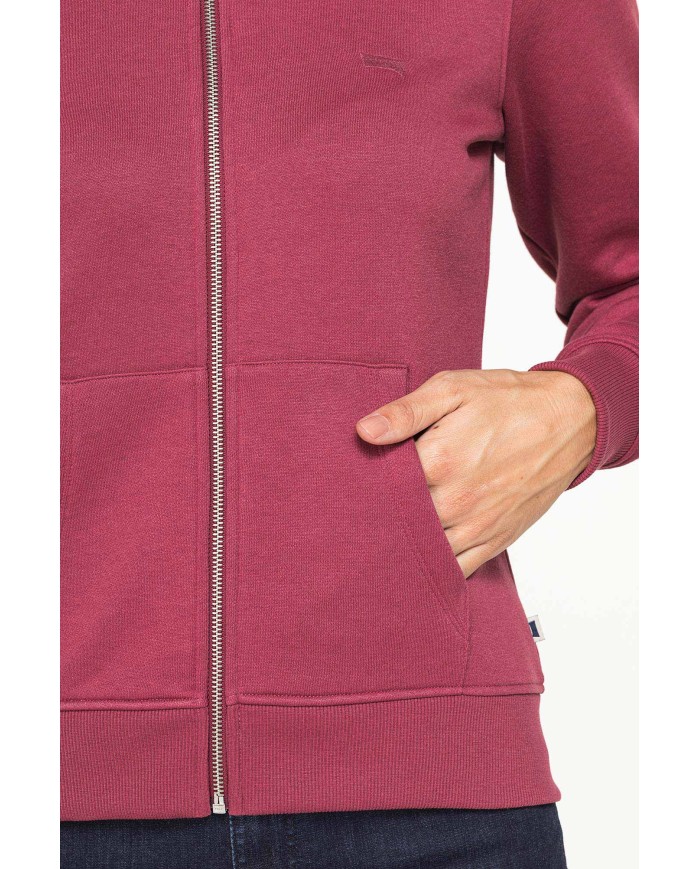 FELPA FULL ZIP A COLLO ALTO IN TESSUTO FELPATO