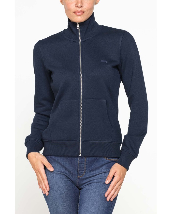 FELPA FULL ZIP A COLLO ALTO IN TESSUTO FELPATO