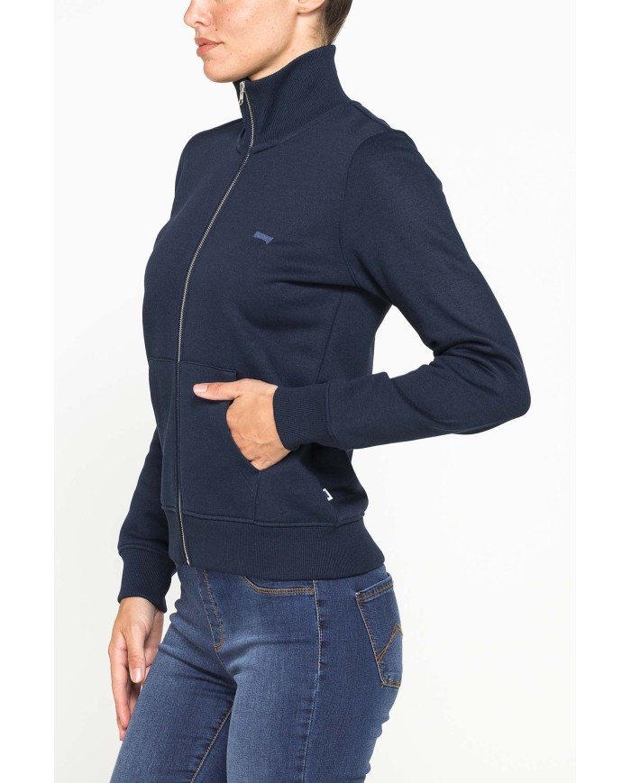 FELPA FULL ZIP A COLLO ALTO IN TESSUTO FELPATO