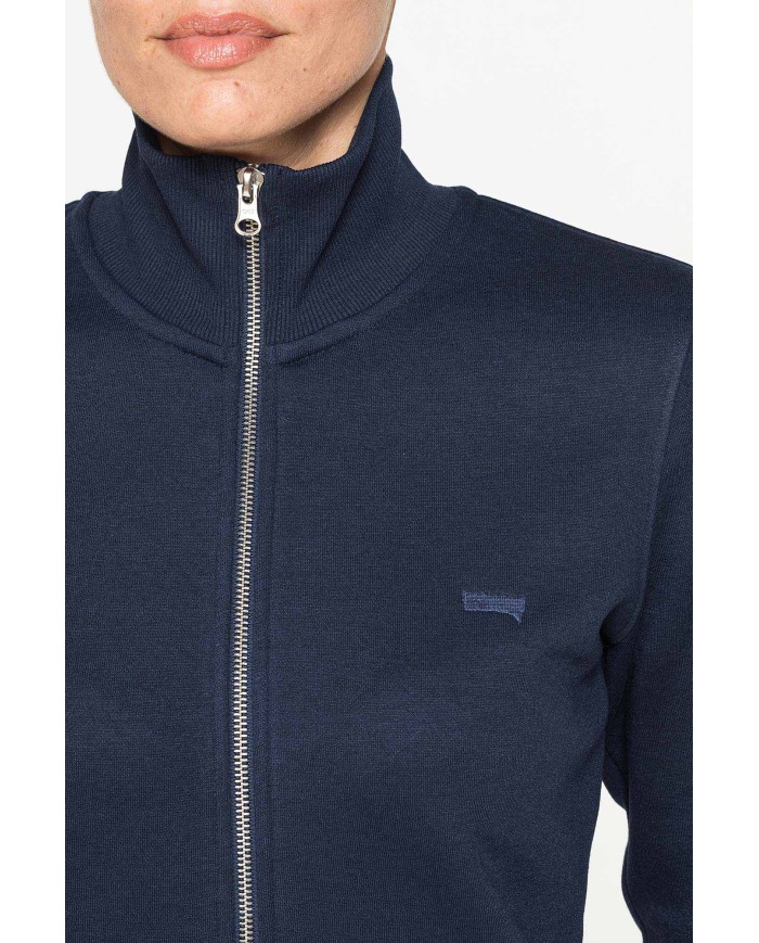 FELPA FULL ZIP A COLLO ALTO IN TESSUTO FELPATO