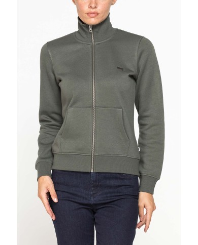 FELPA FULL ZIP A COLLO ALTO IN TESSUTO FELPATO