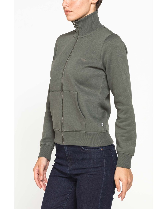 FELPA FULL ZIP A COLLO ALTO IN TESSUTO FELPATO