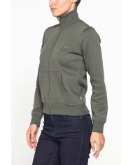 FELPA FULL ZIP A COLLO ALTO IN TESSUTO FELPATO