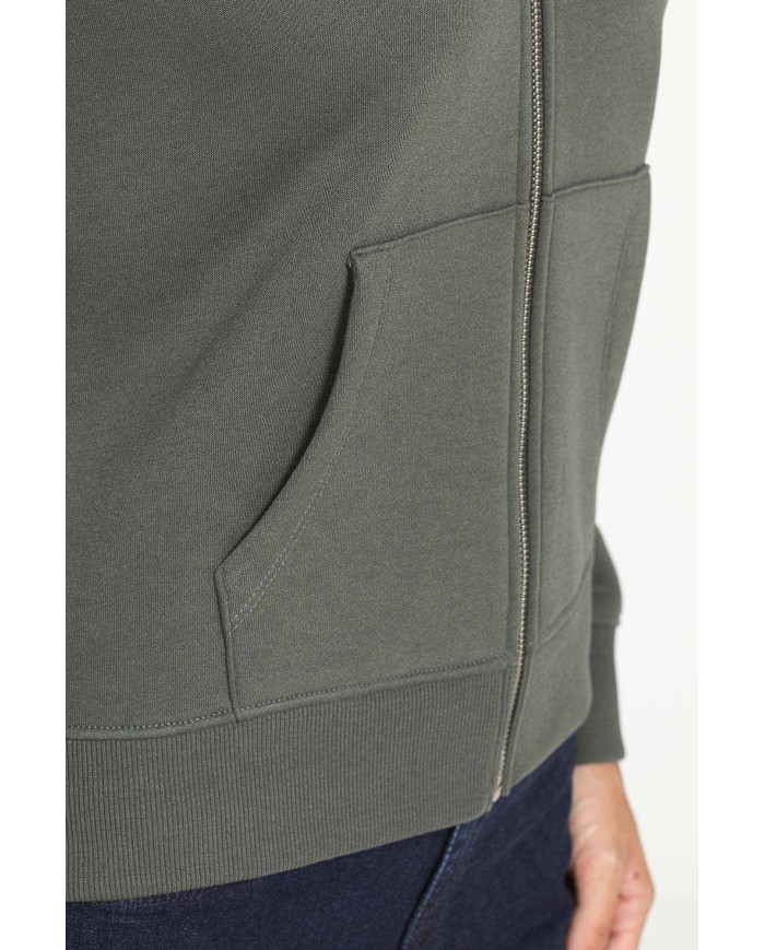 FELPA FULL ZIP A COLLO ALTO IN TESSUTO FELPATO