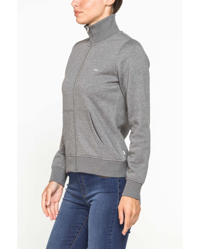 FELPA FULL ZIP A COLLO ALTO IN TESSUTO FELPATO