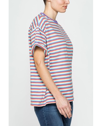 T-SHIRT OVERSIZE MODELLO BOYFRIEND A RIGHE