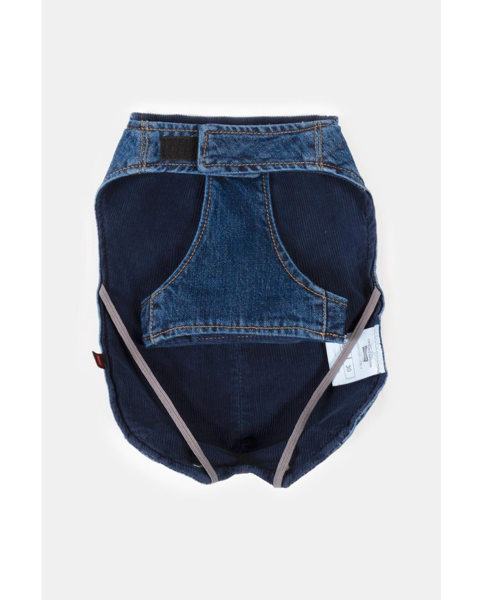 CAPPOTTINO PER CANI TG. MEDIO / PICCOLA IN DENIM E VELLUTO