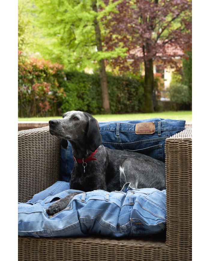CUSCINO PER CANI SFODERABILE IN DENIM RICICLATO 80 x 60 cm