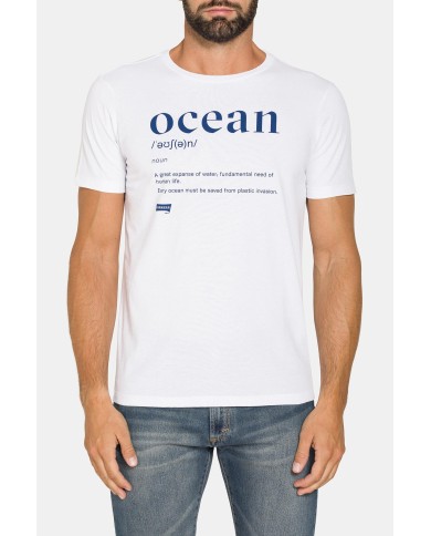 T-SHIRT “OCEANI PULITI” IN COTONE E PET RICICLATI