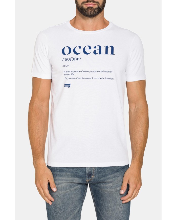 T-SHIRT “OCEANI PULITI” IN COTONE E PET RICICLATI
