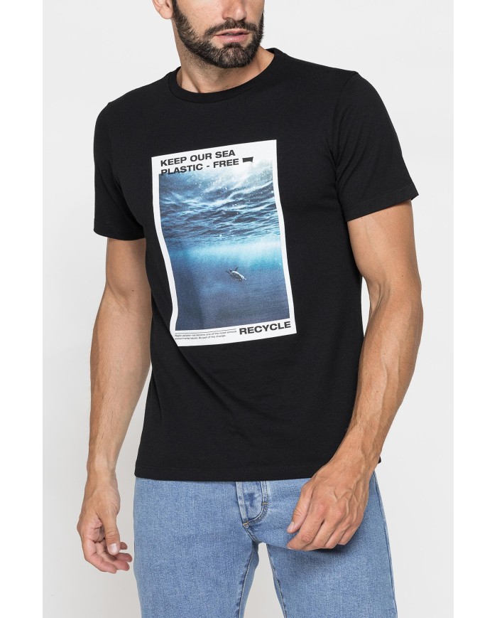 T-SHIRT “OCEANI PULITI” IN COTONE E PET RICICLATI