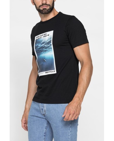 T-SHIRT “OCEANI PULITI” IN COTONE E PET RICICLATI