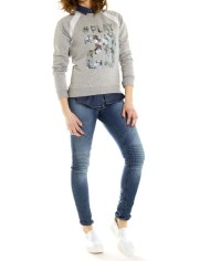 FELPA GIROCOLLO CON INSERTI IN RETE