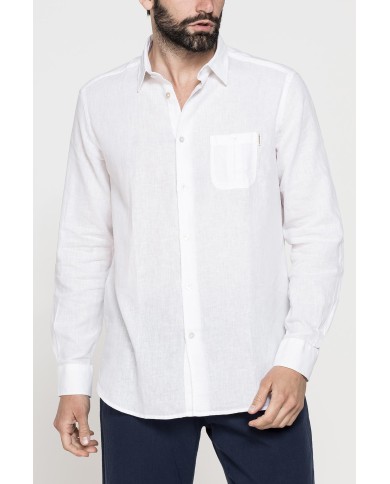 CAMICIA MISTO LINO COTONE IN COLORE TINTA UNITA