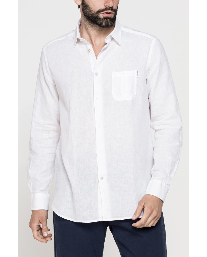 CAMICIA MISTO LINO COTONE IN COLORE TINTA UNITA