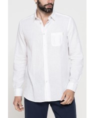 CAMICIA MISTO LINO COTONE IN COLORE TINTA UNITA