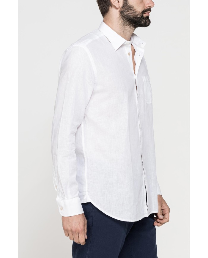 CAMICIA MISTO LINO COTONE IN COLORE TINTA UNITA