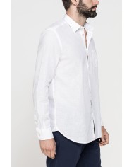 CAMICIA MISTO LINO COTONE IN COLORE TINTA UNITA