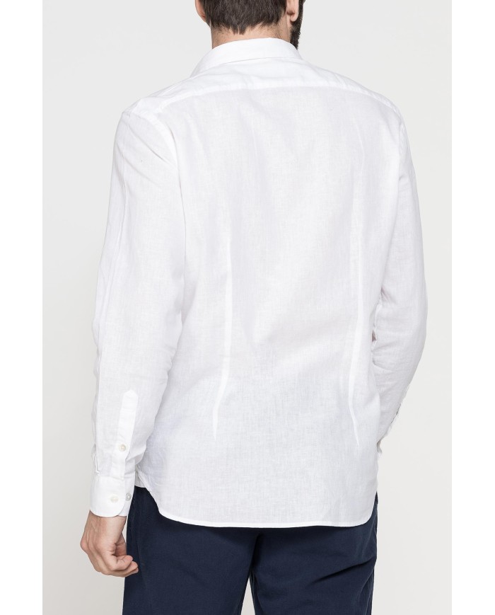 CAMICIA MISTO LINO COTONE IN COLORE TINTA UNITA