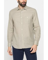 CAMICIA MISTO LINO COTONE IN COLORE TINTA UNITA