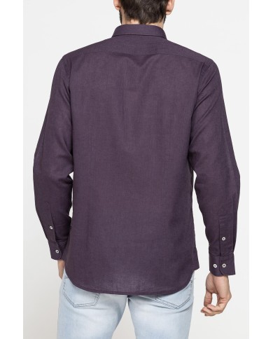 CAMICIA MISTO LINO COTONE IN COLORE TINTA UNITA