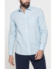 CAMICIA MISTO LINO COTONE IN COLORE TINTA UNITA