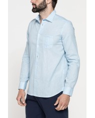 CAMICIA MISTO LINO COTONE IN COLORE TINTA UNITA