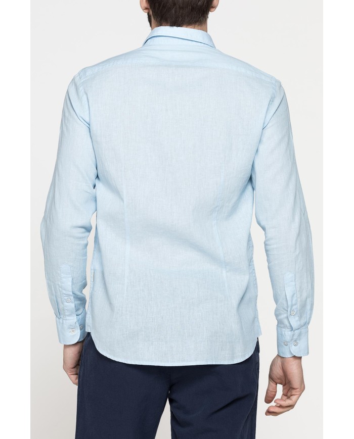 CAMICIA MISTO LINO COTONE IN COLORE TINTA UNITA