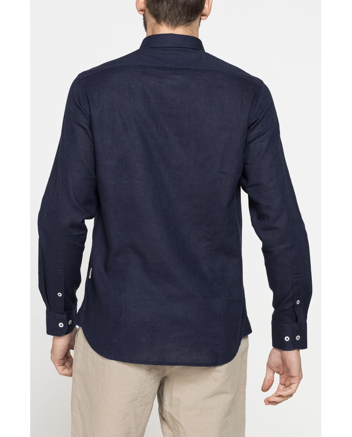 CAMICIA MISTO LINO COTONE IN COLORE TINTA UNITA