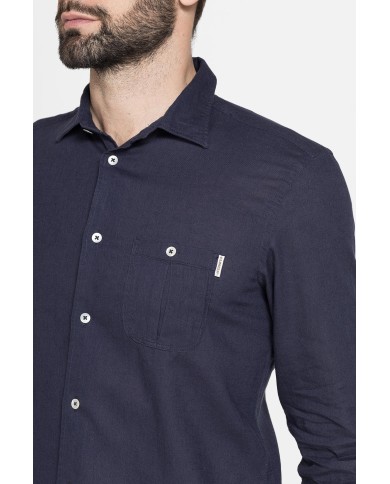 CAMICIA MISTO LINO COTONE IN COLORE TINTA UNITA