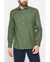 CAMICIA MISTO LINO COTONE IN COLORE TINTA UNITA