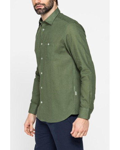 CAMICIA MISTO LINO COTONE IN COLORE TINTA UNITA