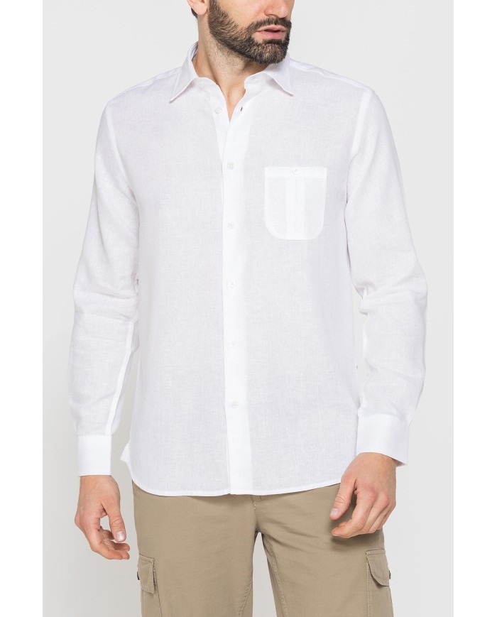 CAMICIA IN LINO E LYOCELL A MANICA LUNGA DA UOMO