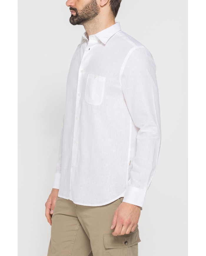 CAMICIA IN LINO E LYOCELL A MANICA LUNGA DA UOMO