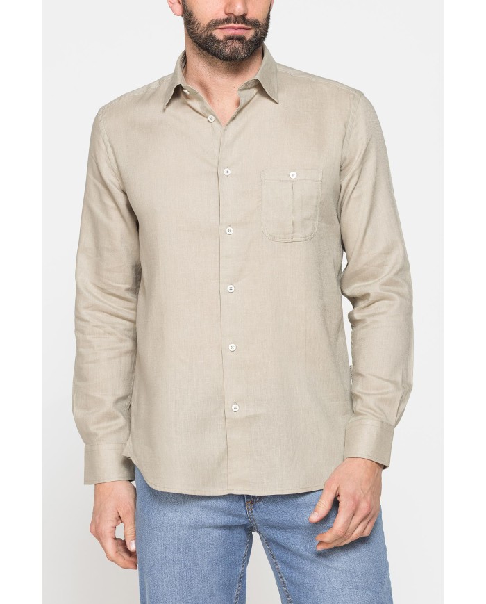 CAMICIA IN LINO E LYOCELL A MANICA LUNGA DA UOMO