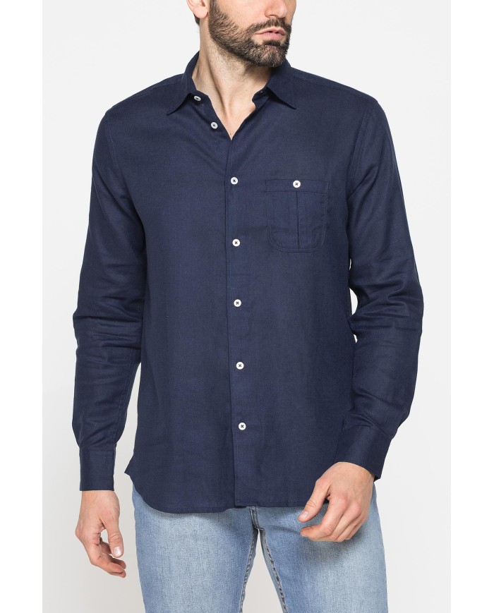 CAMICIA IN LINO E LYOCELL A MANICA LUNGA DA UOMO