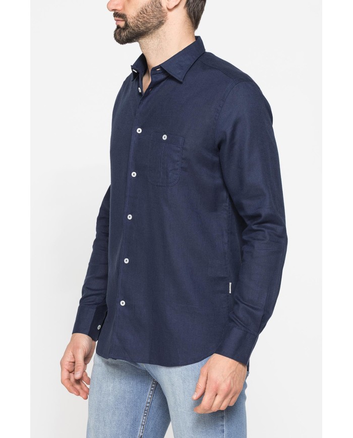 CAMICIA IN LINO E LYOCELL A MANICA LUNGA DA UOMO