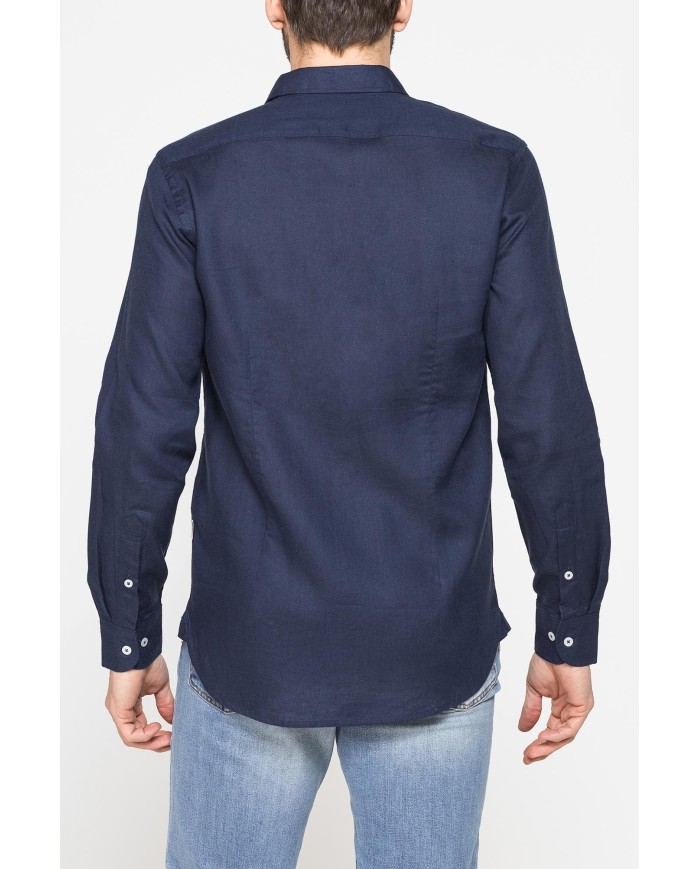 CAMICIA IN LINO E LYOCELL A MANICA LUNGA DA UOMO