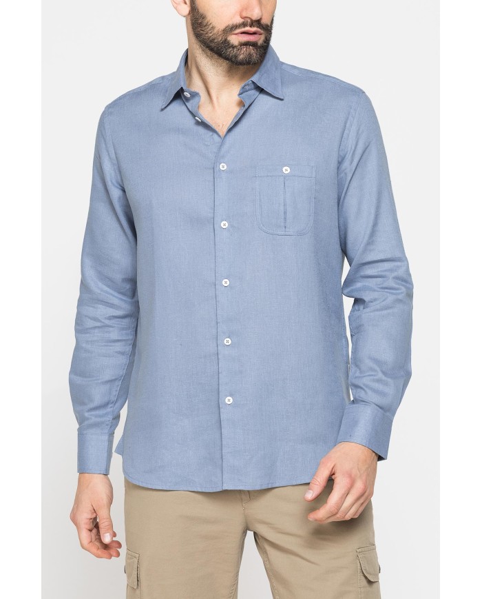 CAMICIA IN LINO E LYOCELL A MANICA LUNGA DA UOMO