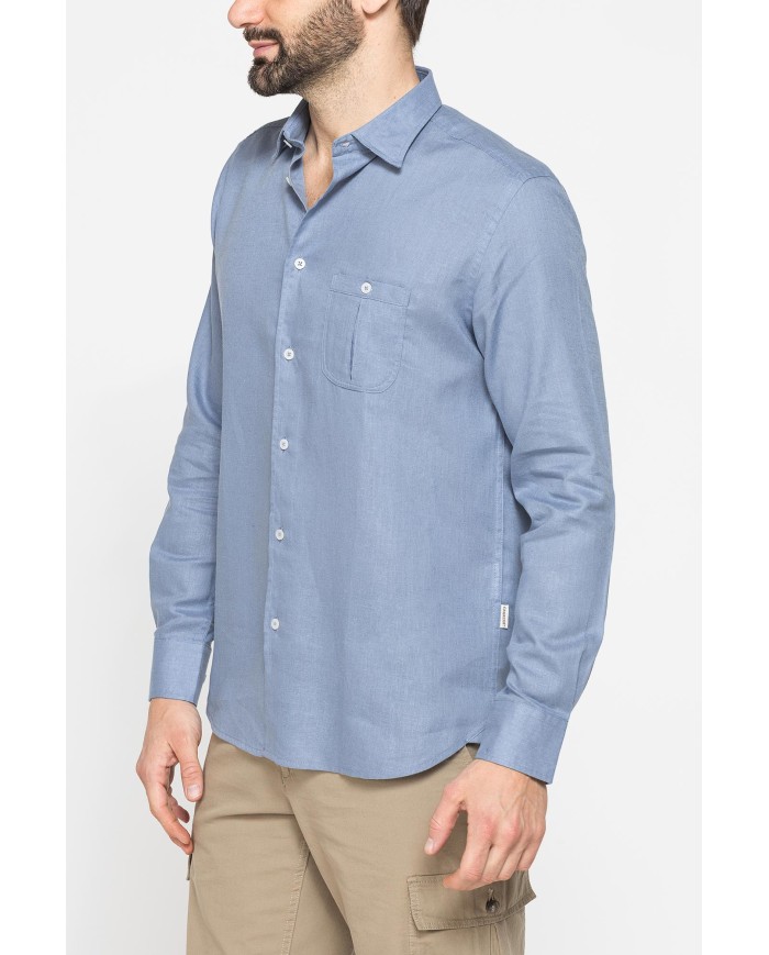 CAMICIA IN LINO E LYOCELL A MANICA LUNGA DA UOMO
