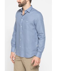 CAMICIA IN LINO E LYOCELL A MANICA LUNGA DA UOMO
